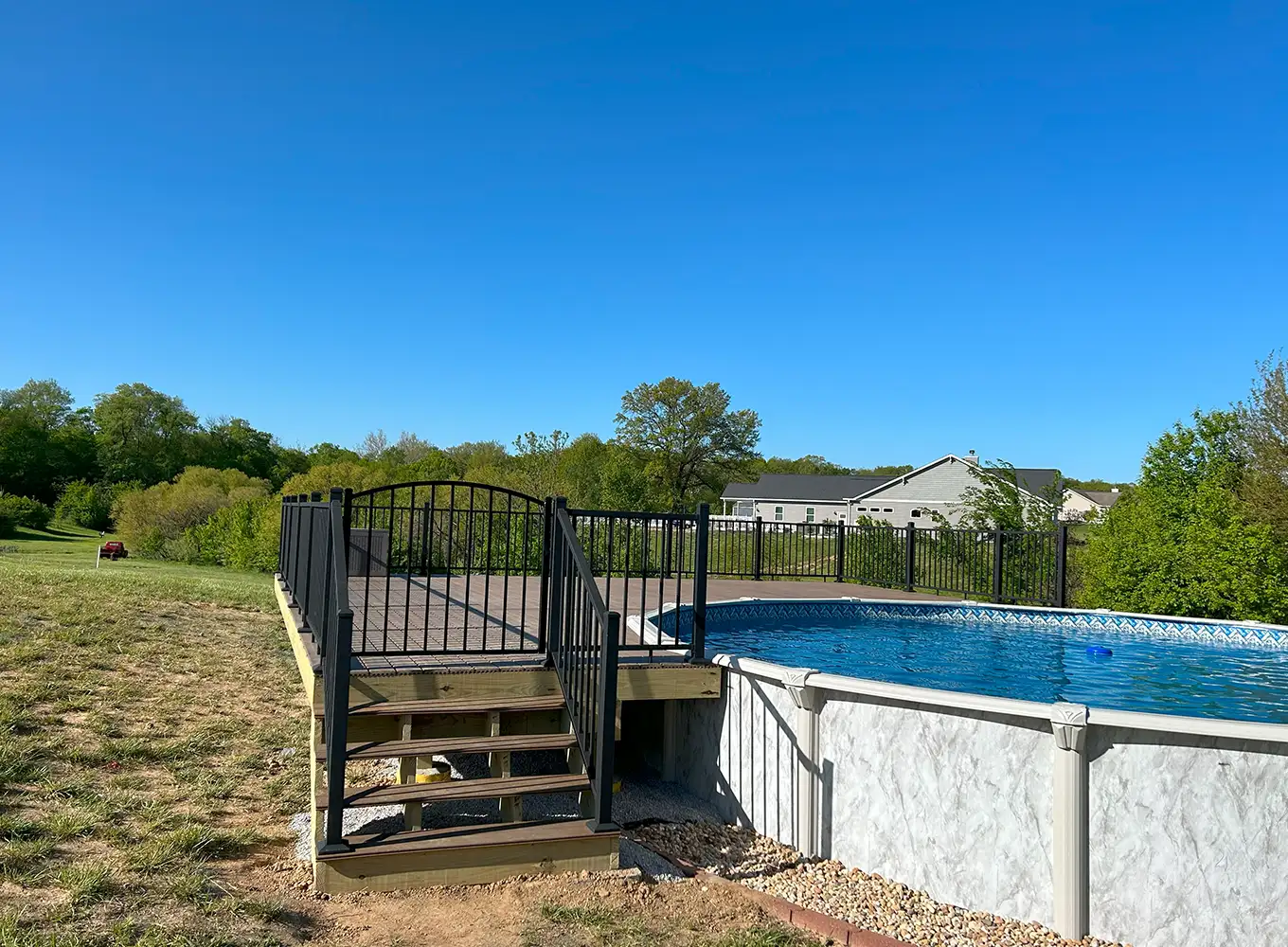above-ground wood or composite pool deck springfield illinois